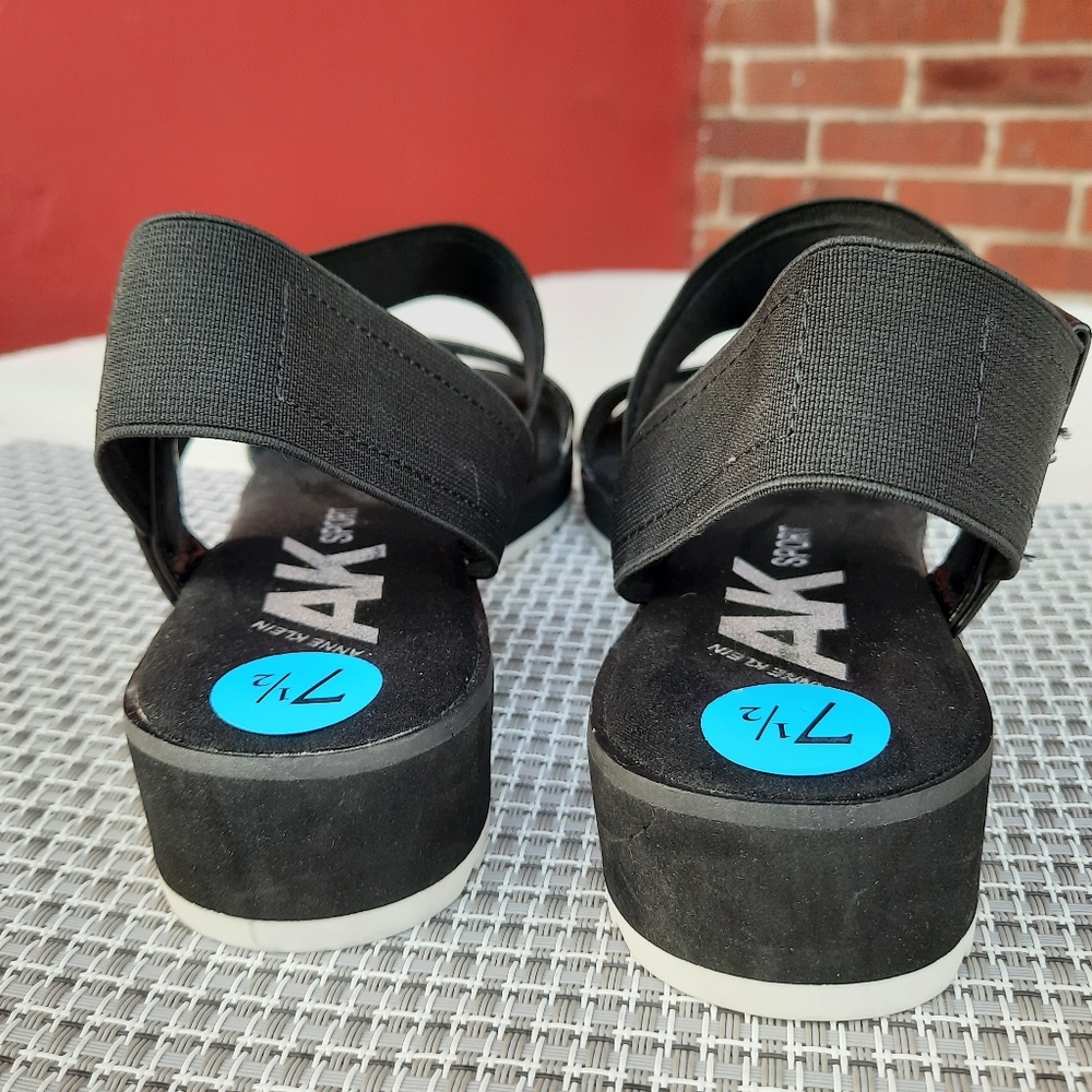 Anne Klein Sport Ankle Strap Comfort Sandals Small Wedge Black 7.5 NEW - Picture 6 of 12